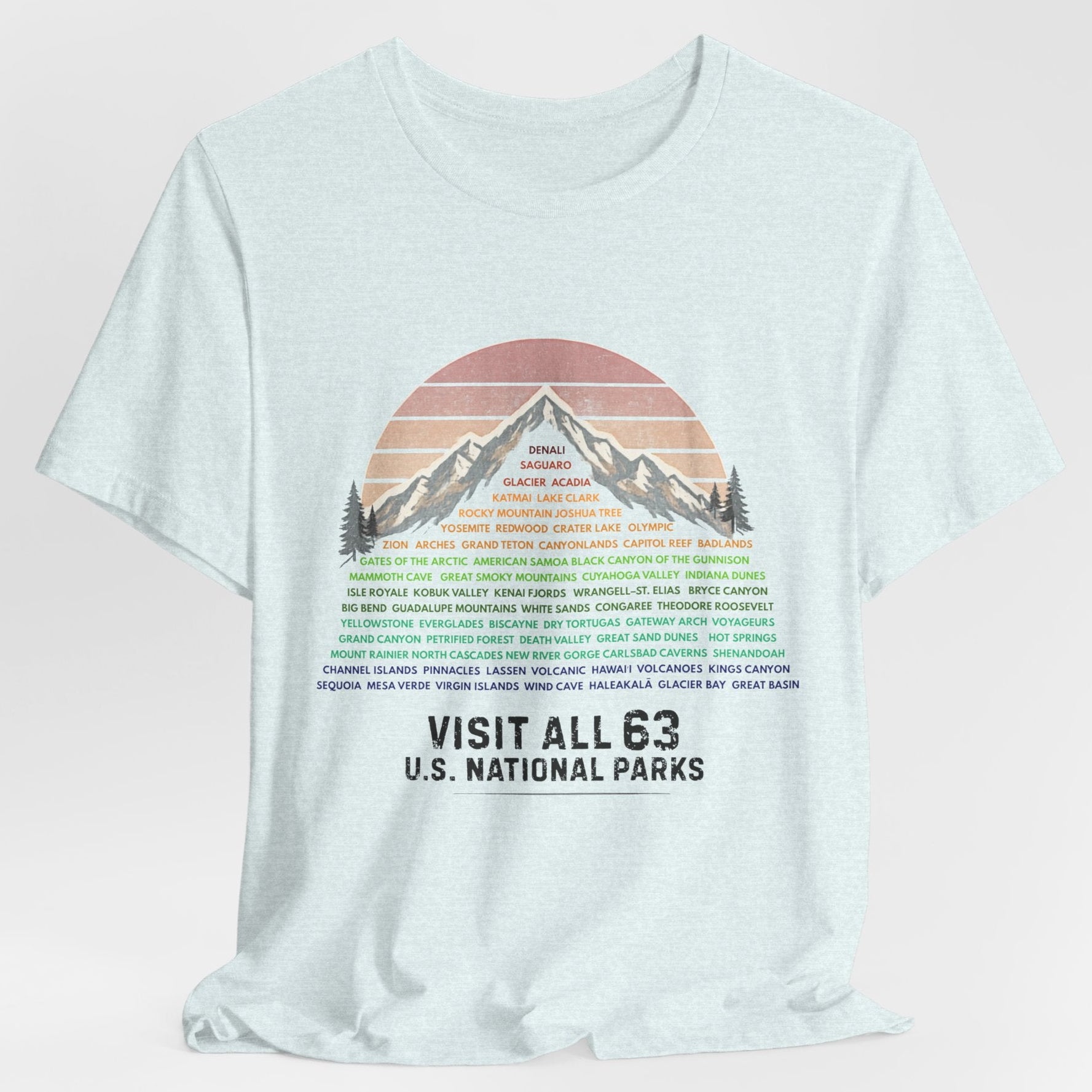 Visit All 63 U.S. National Parks Mountain Sunset T-Shirt
