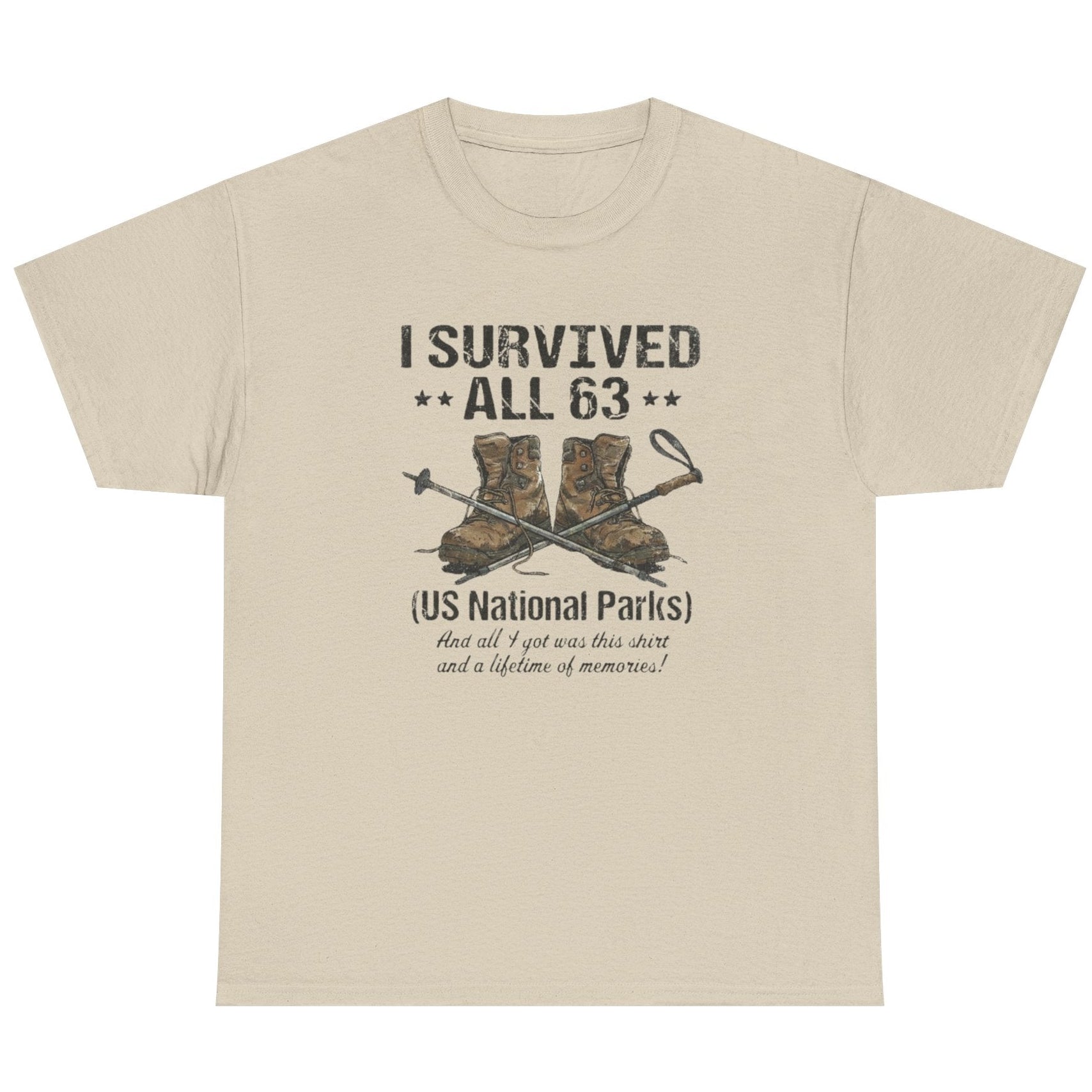 I Survived All 63 U.S. National Parks T-Shirt | Funny National Park Tee