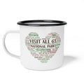 Visit All 63 U.S. National Parks Enamel Camp Mug | National Park Bucket List Coffee Cup