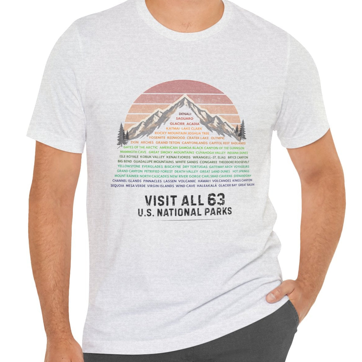 Visit All 63 U.S. National Parks Mountain Sunset T-Shirt