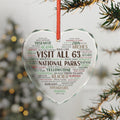 Visit All 63 U.S. National Parks Crystal Heart Ornament | National Park Christmas Gift