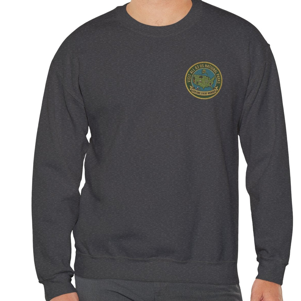 Visit All 63 U.S. National Parks Cozy Crewneck Sweatshirt | National Park Lover Gift
