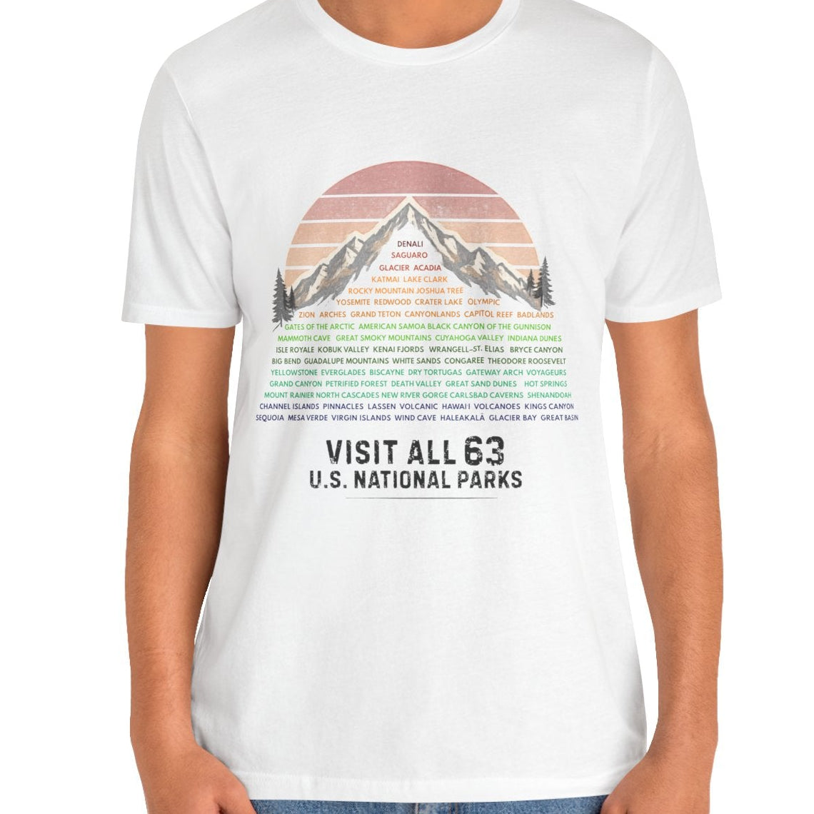 Visit All 63 U.S. National Parks Mountain Sunset T-Shirt