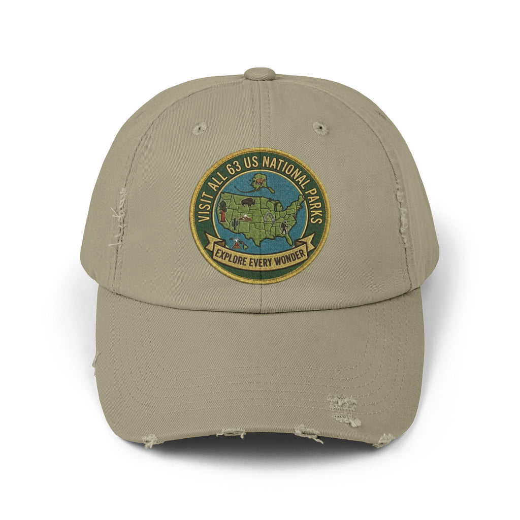 Visit All 63 U.S. National Parks Distressed Baseball Cap | National Park Hat