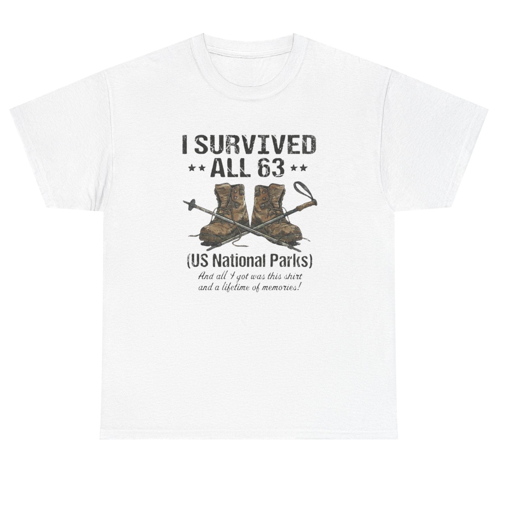 I Survived All 63 U.S. National Parks T-Shirt | Funny National Park Tee