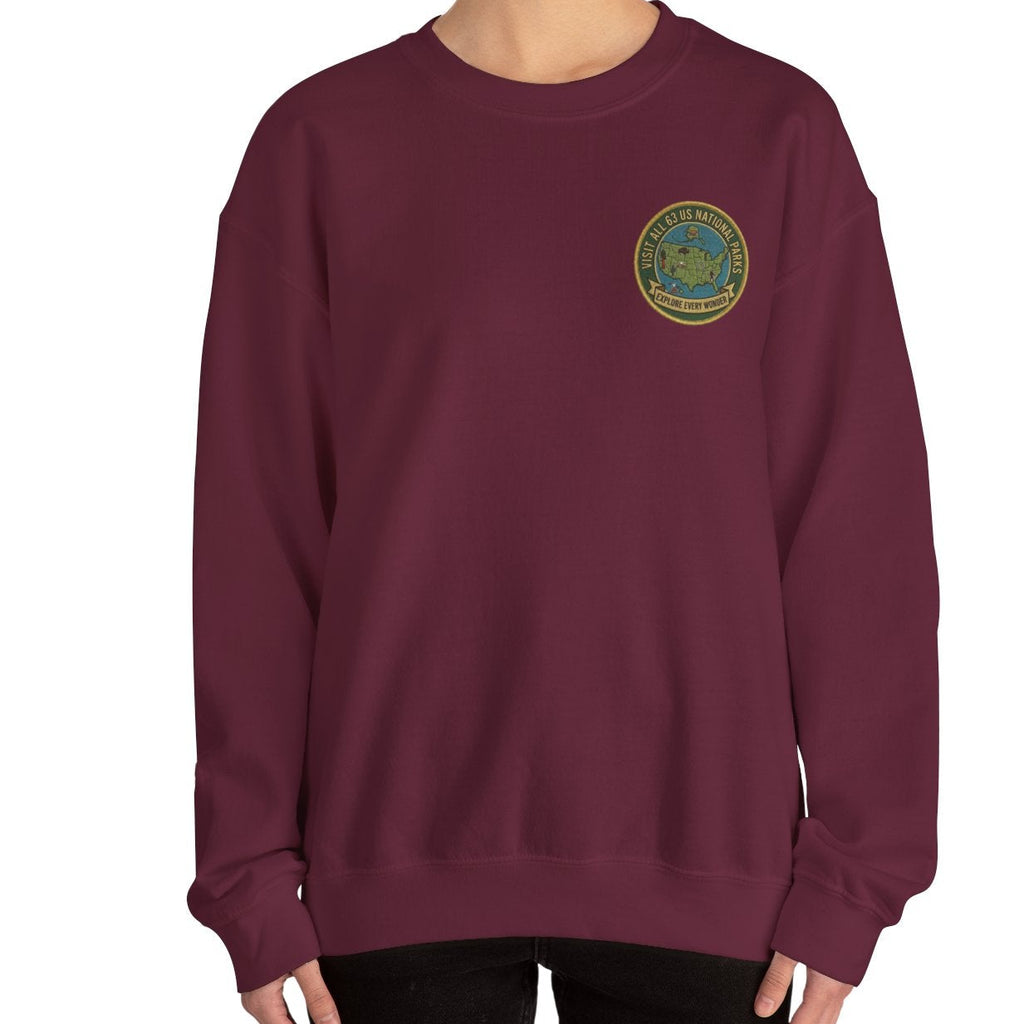 Visit All 63 U.S. National Parks Cozy Crewneck Sweatshirt | National Park Lover Gift