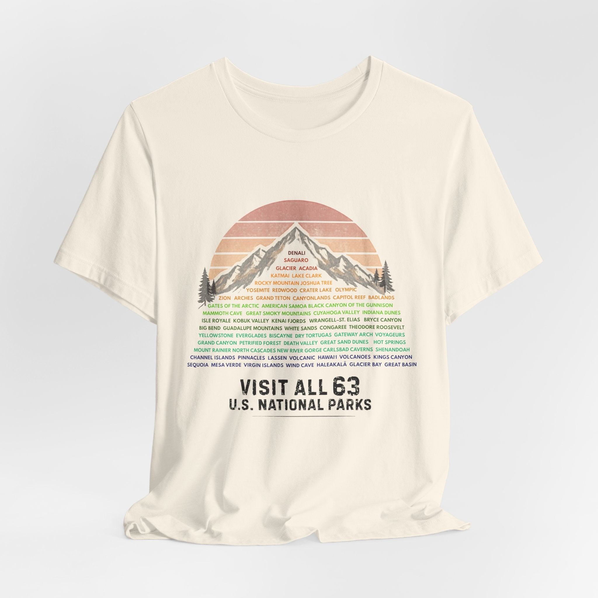 Visit All 63 U.S. National Parks Mountain Sunset T-Shirt