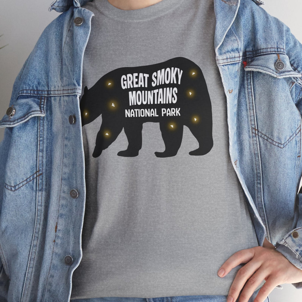 Great Smoky Mountains National Park Firefly T-Shirt | Black Bear & Synchronous Fireflies Tee