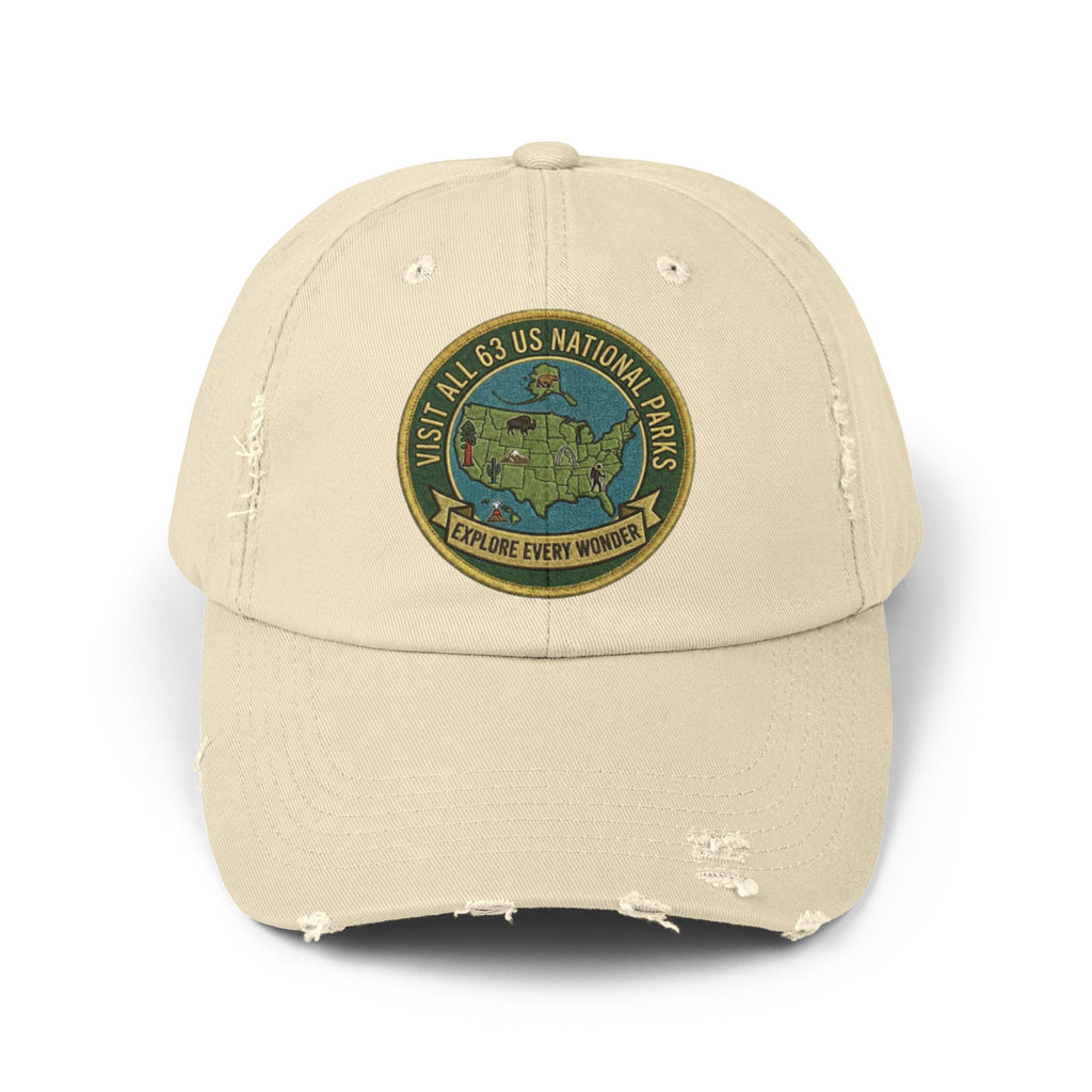 Visit All 63 U.S. National Parks Distressed Baseball Cap | National Park Hat
