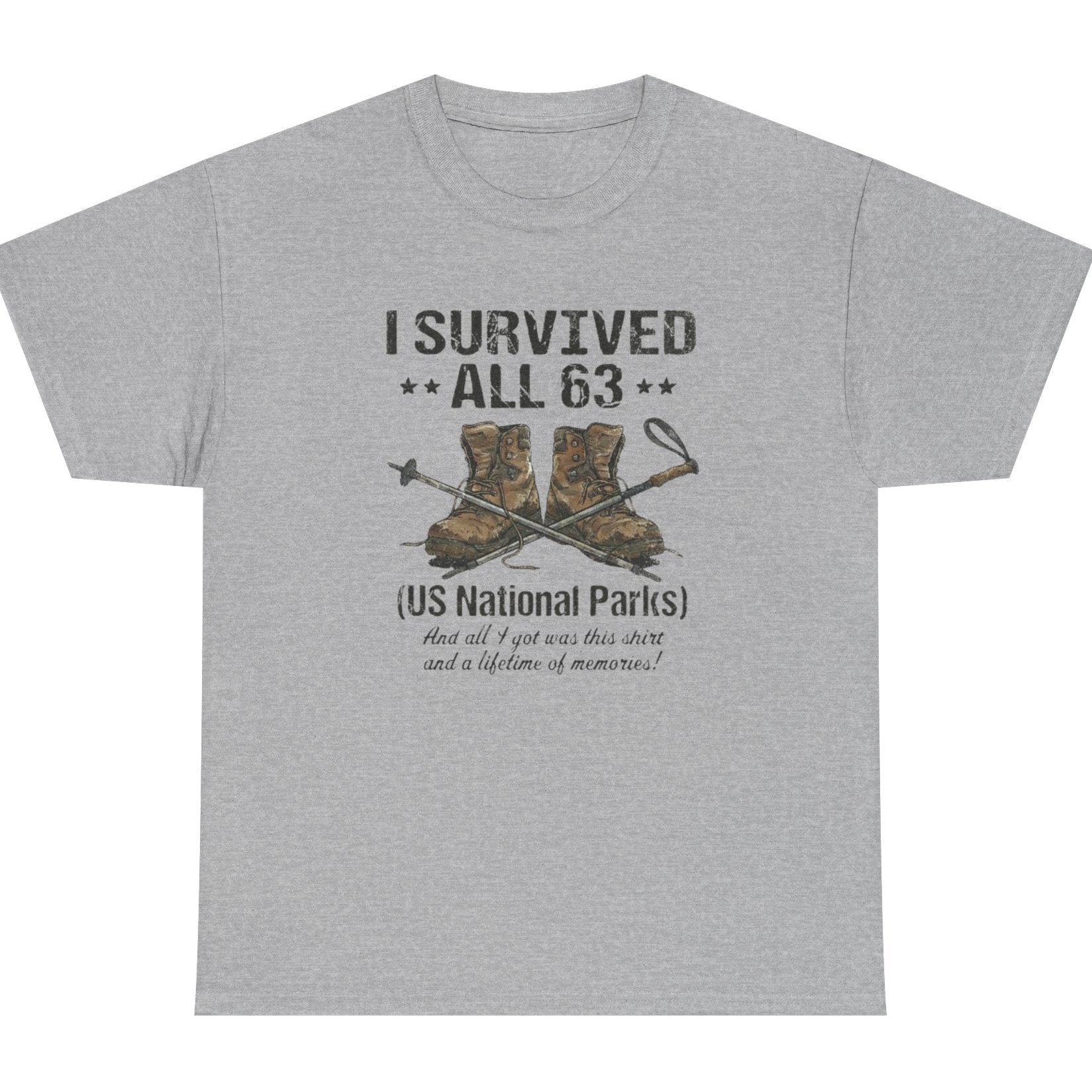 I Survived All 63 U.S. National Parks T-Shirt | Funny National Park Tee