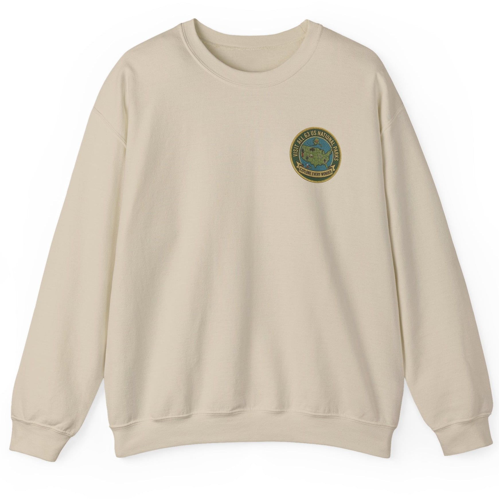 Visit All 63 U.S. National Parks Cozy Crewneck Sweatshirt | National Park Lover Gift