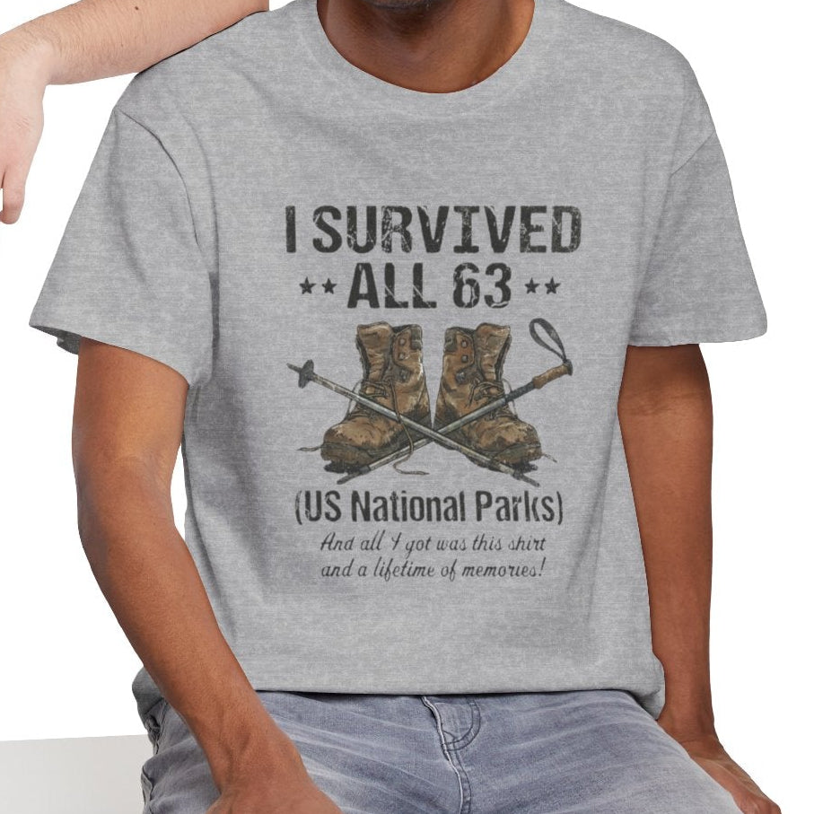 I Survived All 63 U.S. National Parks T-Shirt | Funny National Park Tee