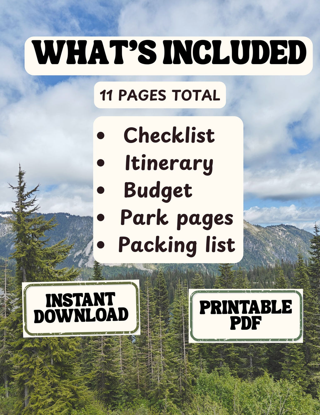 National Park Travel Planner | Visit All 63 U.S. National Parks | Printable PDF Road Trip Journal