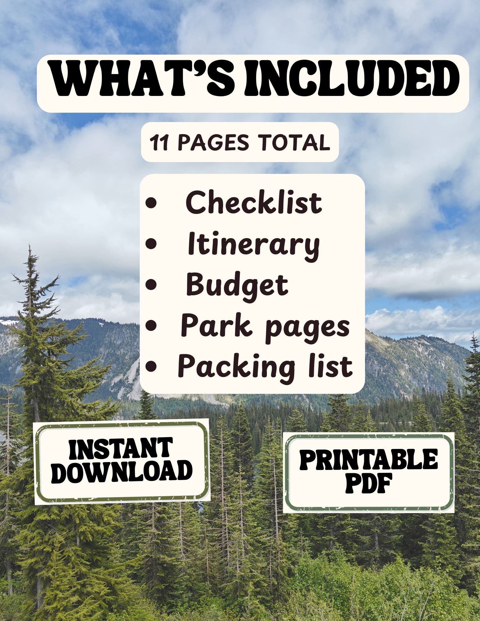 National Park Travel Planner | Visit All 63 U.S. National Parks | Printable PDF Road Trip Journal