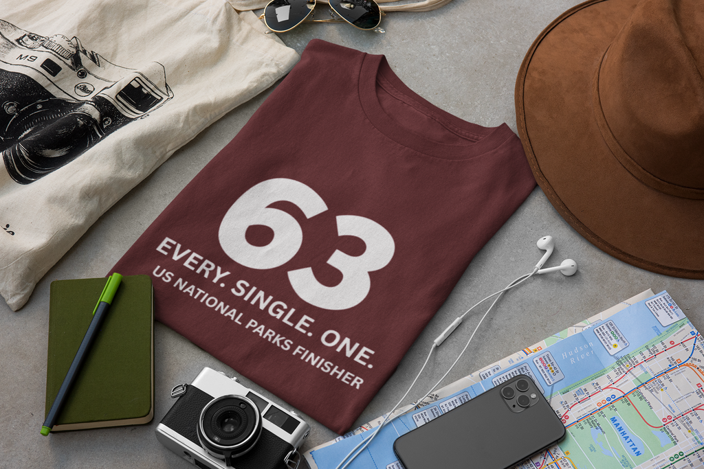 Visit All 63 U.S. National Parks Finisher T-Shirt | 63 National Parks Tee | Bucket List Complete Shirt