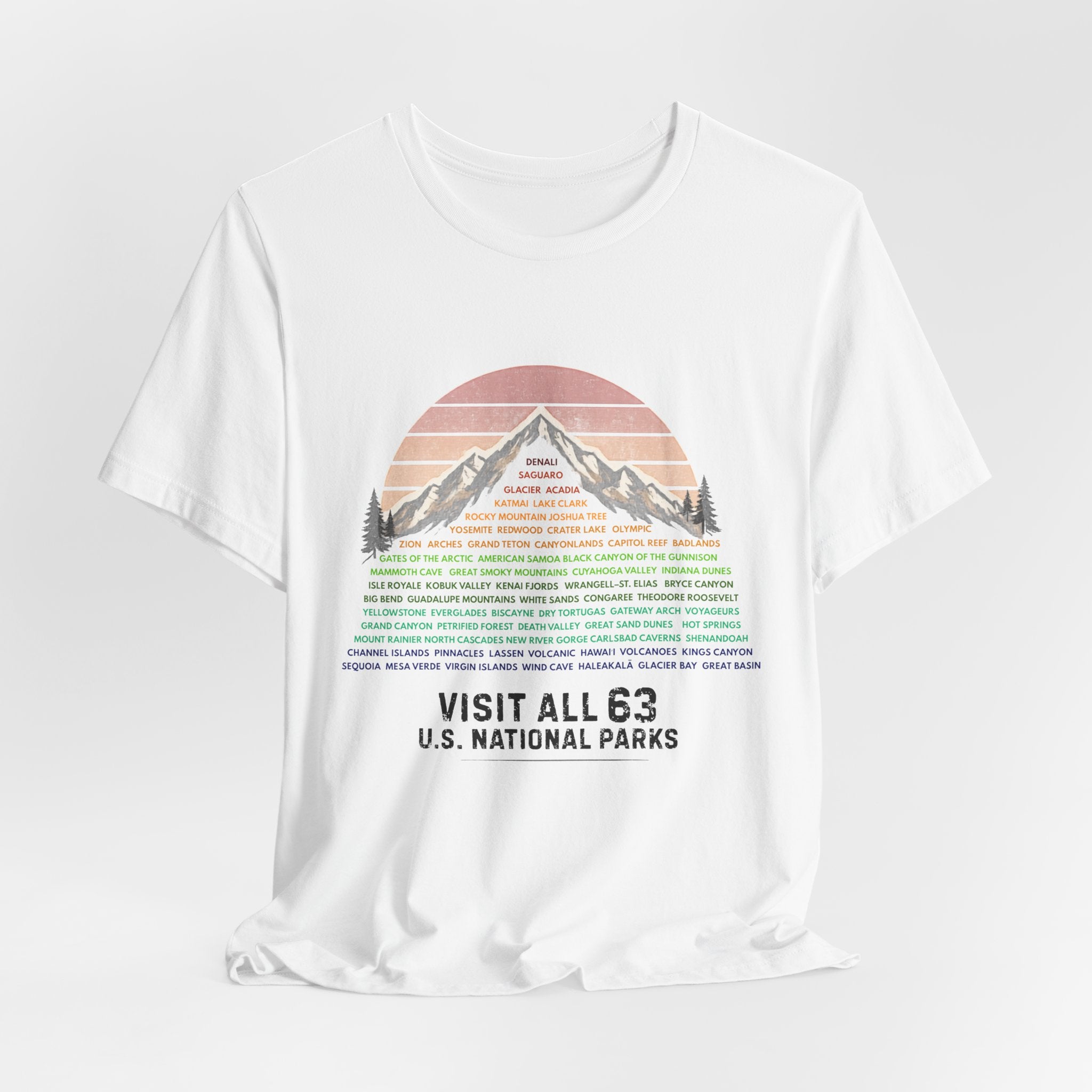 Visit All 63 U.S. National Parks Mountain Sunset T-Shirt