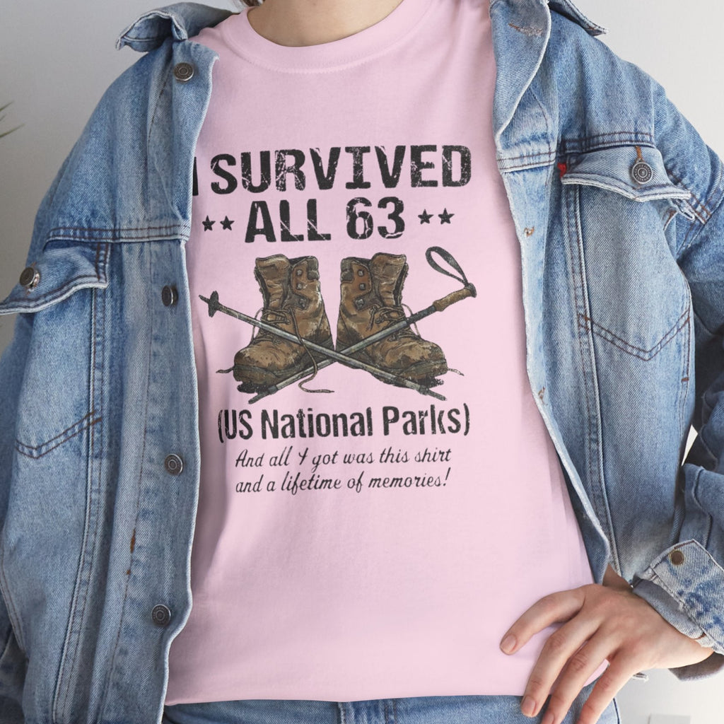 I Survived All 63 U.S. National Parks T-Shirt | Funny National Park Tee
