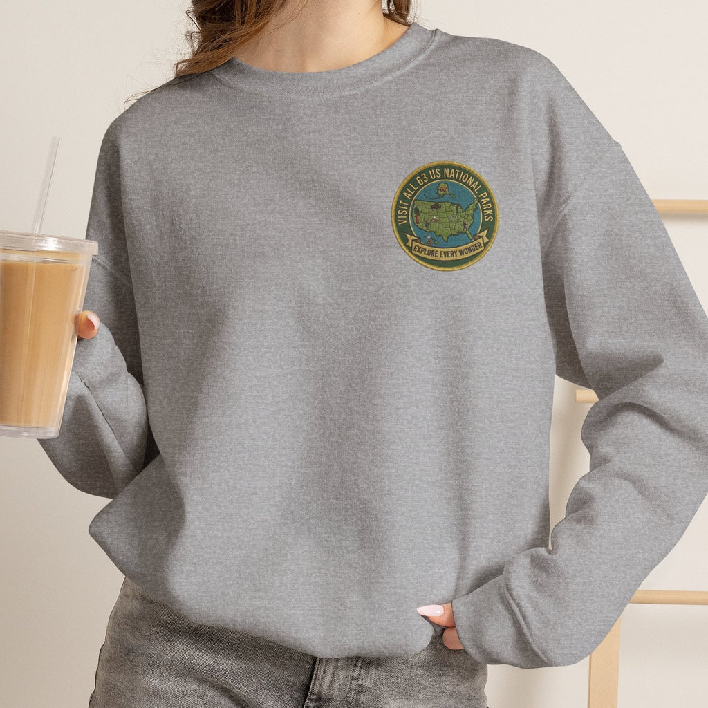 Visit All 63 U.S. National Parks Cozy Crewneck Sweatshirt | National Park Lover Gift