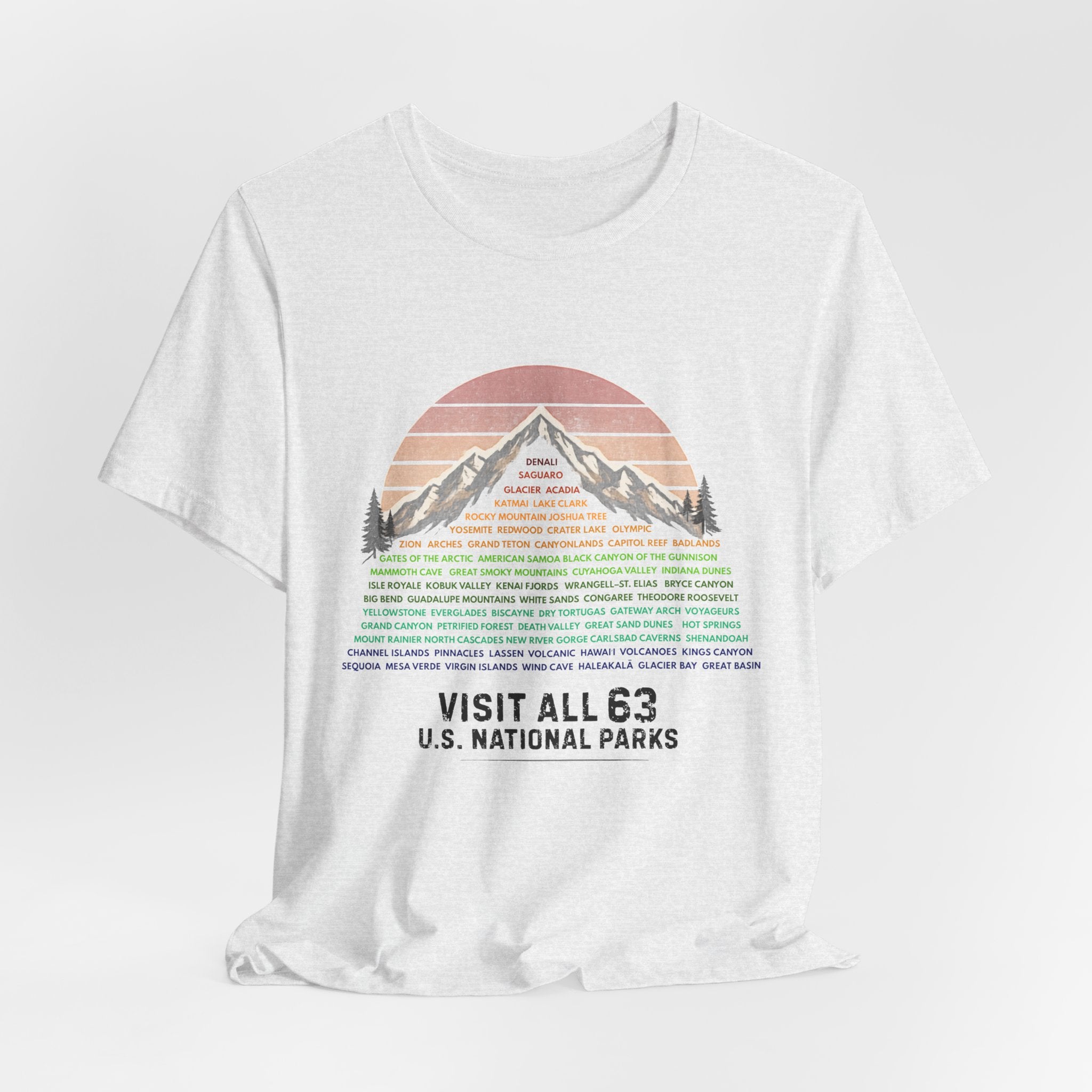 Visit All 63 U.S. National Parks Mountain Sunset T-Shirt