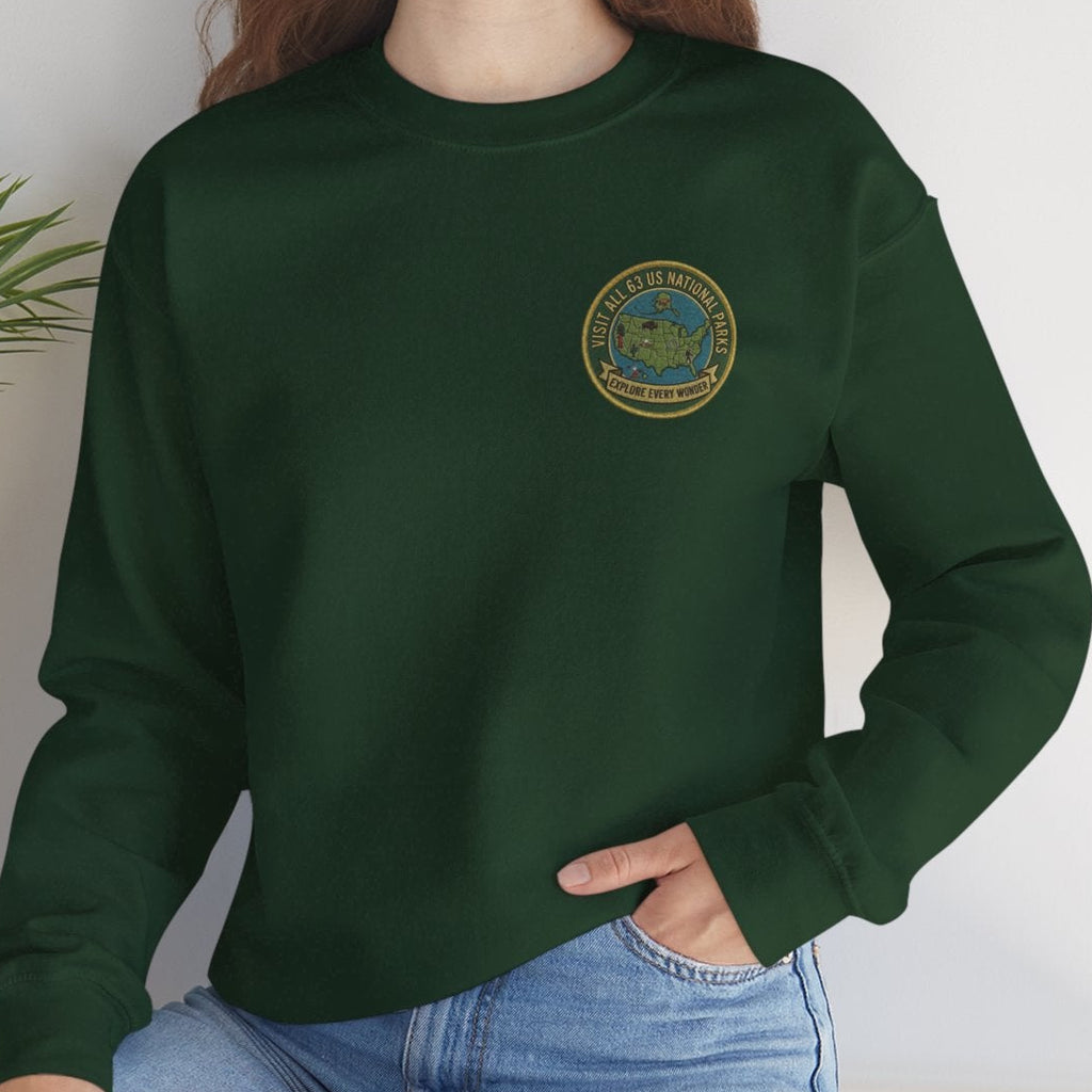 Visit All 63 U.S. National Parks Cozy Crewneck Sweatshirt | National Park Lover Gift