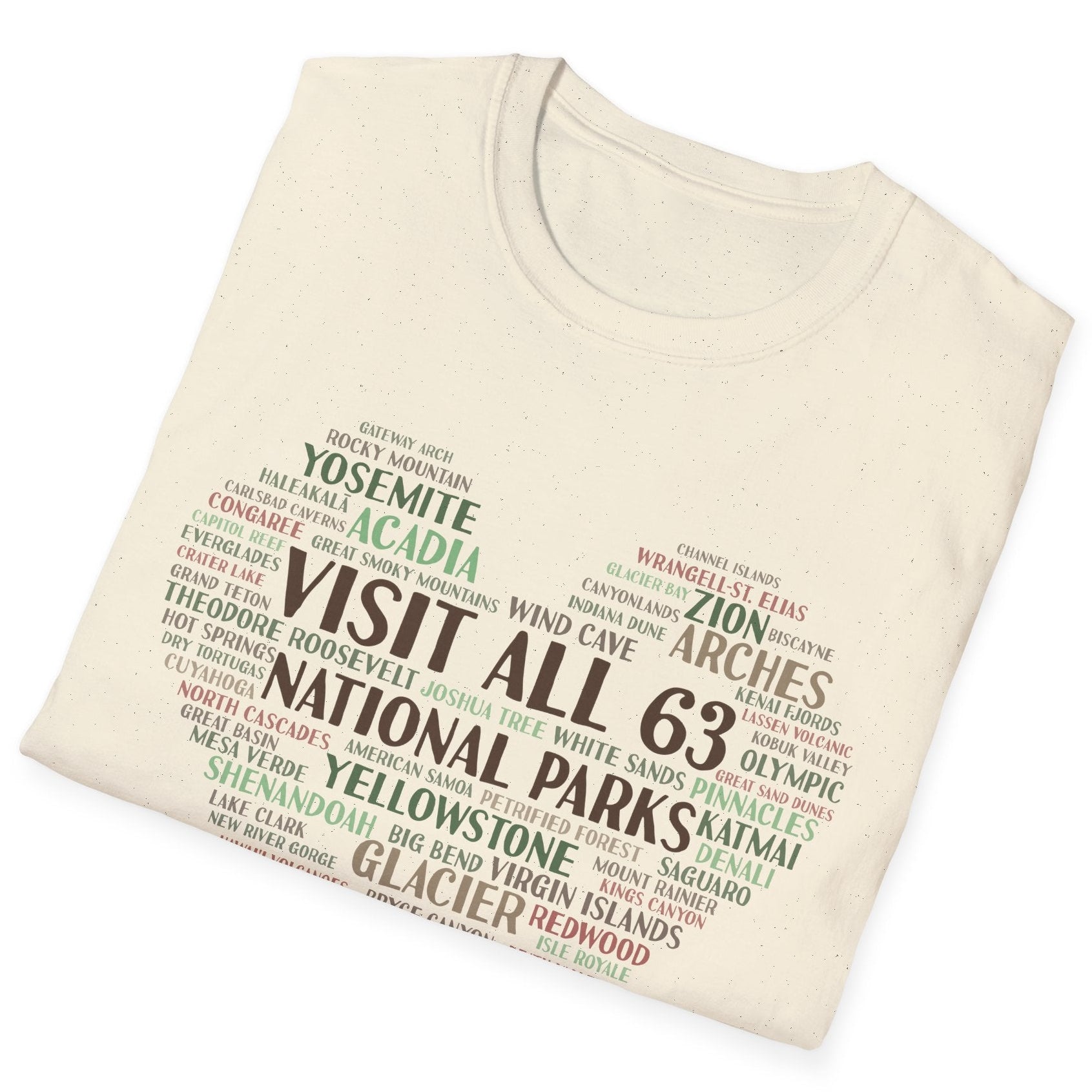 Visit All 63 U.S. National Parks Heart T-Shirt | National Park Bucket List Tee