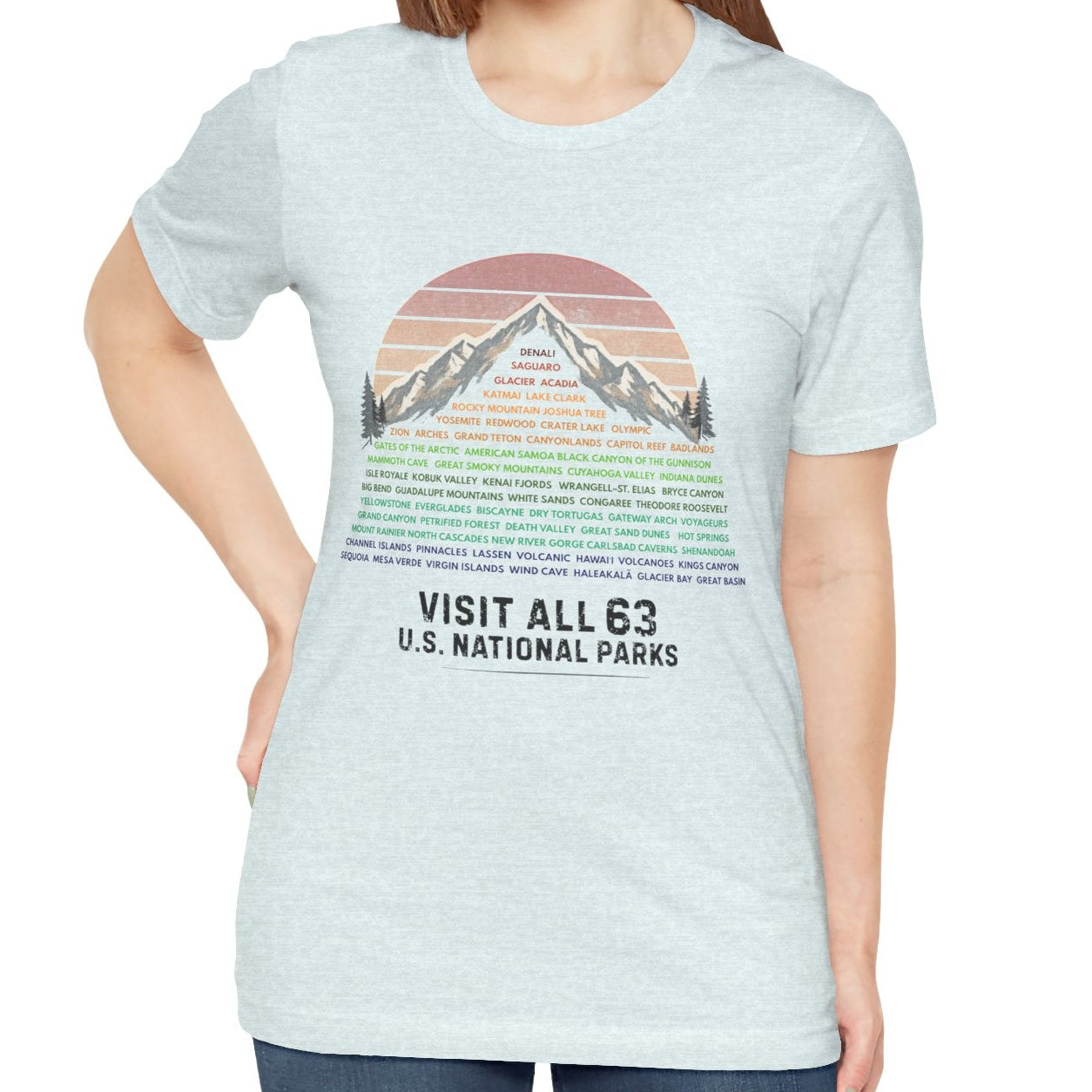 Visit All 63 U.S. National Parks Mountain Sunset T-Shirt