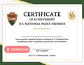 Visit All 63 U.S. National Parks Finisher Certificate (Printable PDF) | Travel Achievement Award
