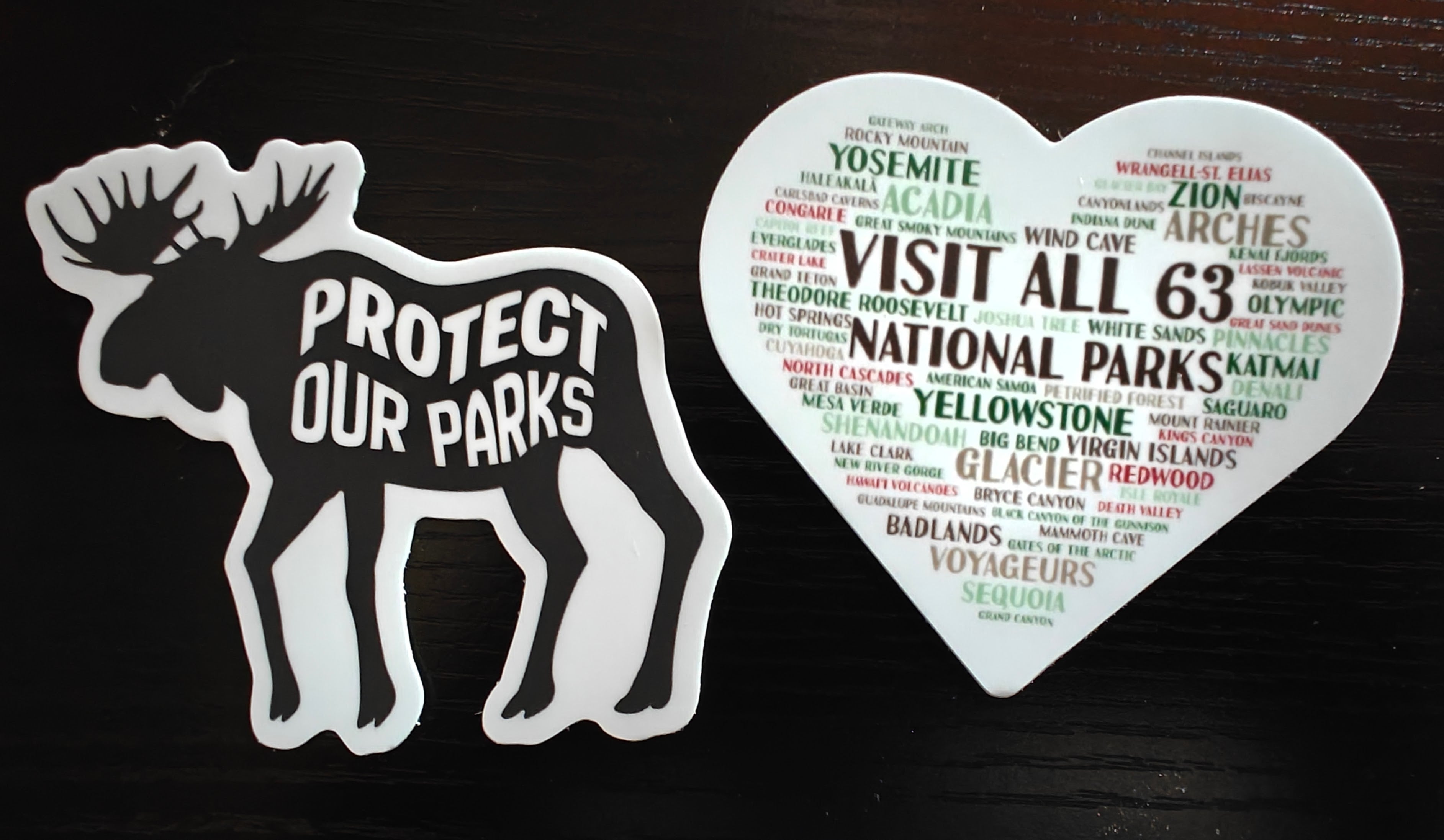 National Park Sticker Bundle | Visit All 63 & Protect Our Parks Vinyl Sticker Set (2 Pack)