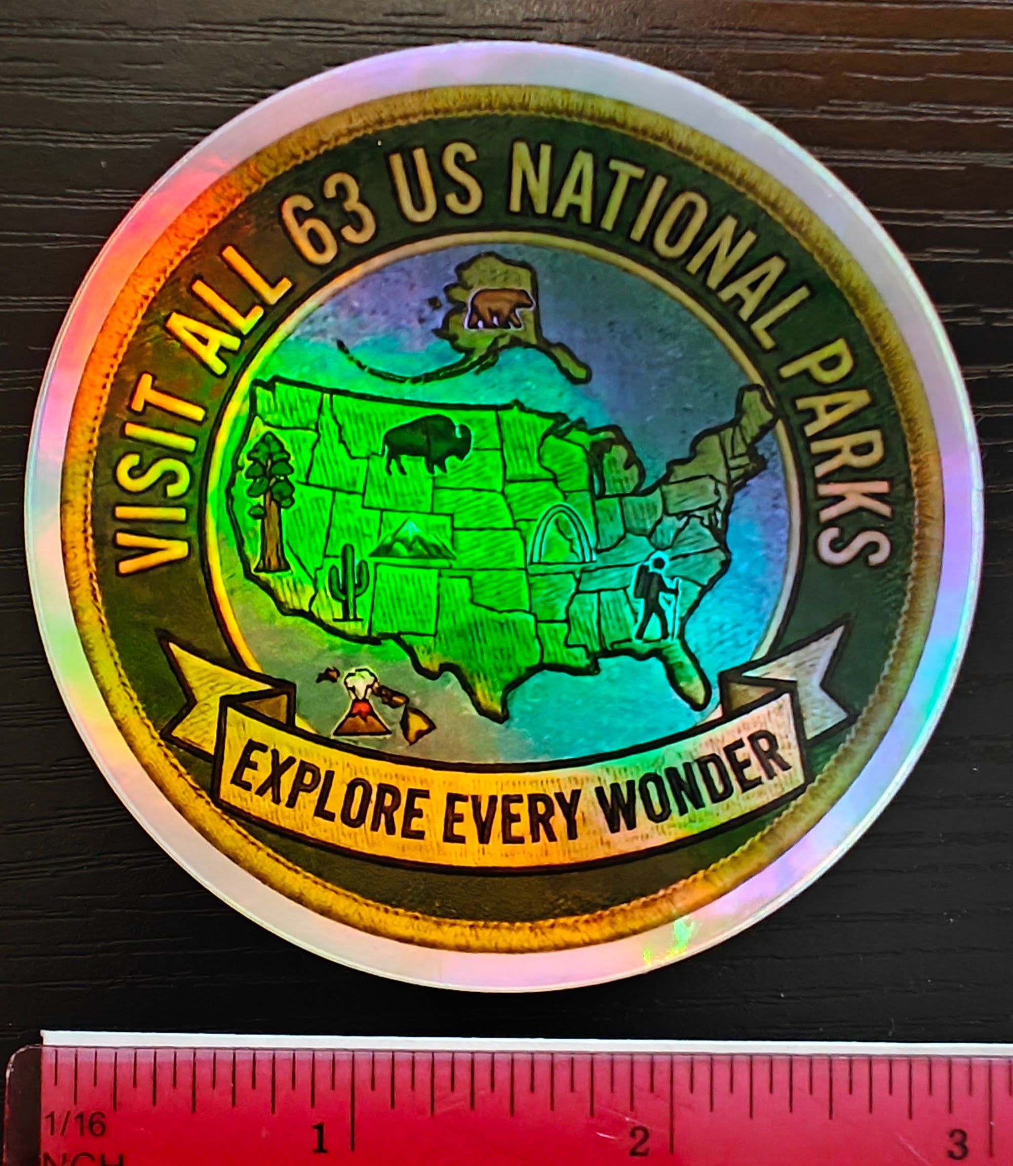 Visit All 63 U.S. National Parks Sticker | 3" Holographic Waterproof Vinyl Decal
