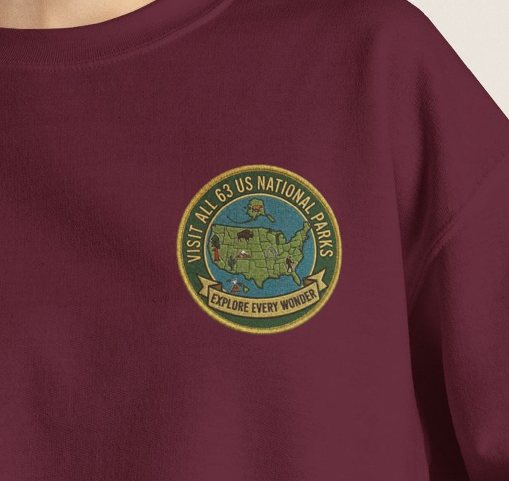 Visit All 63 U.S. National Parks Cozy Crewneck Sweatshirt | National Park Lover Gift