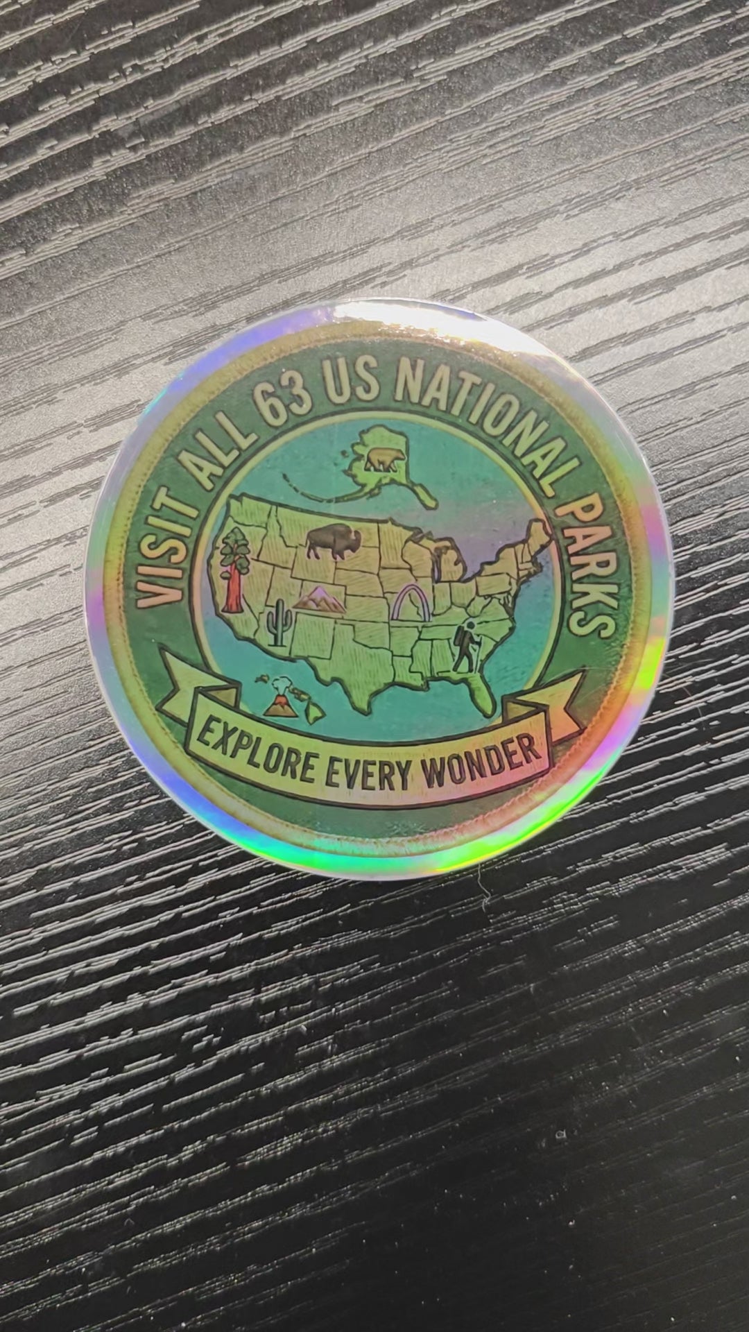Visit All 63 U.S. National Parks Sticker | 3" Holographic Waterproof Vinyl Decal